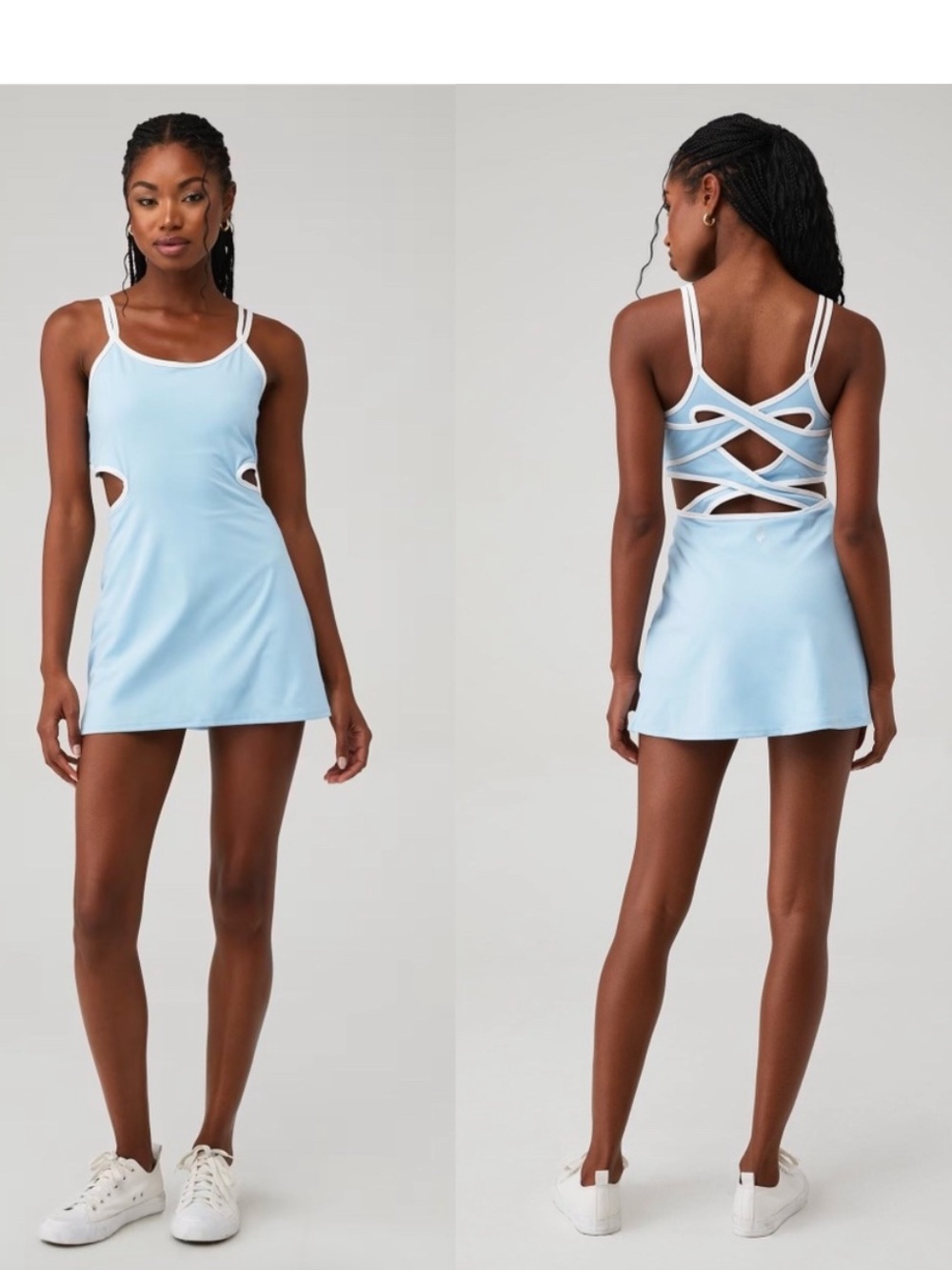 Free People One More Serve Skortie Tennis Blue Cutout Mini Dress, size medium